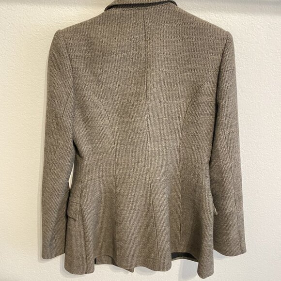 Acler Brown Wool Tweed Ruffle Lapel Tailored Blazer- Size AU10 US6 - Picture 3 of 3